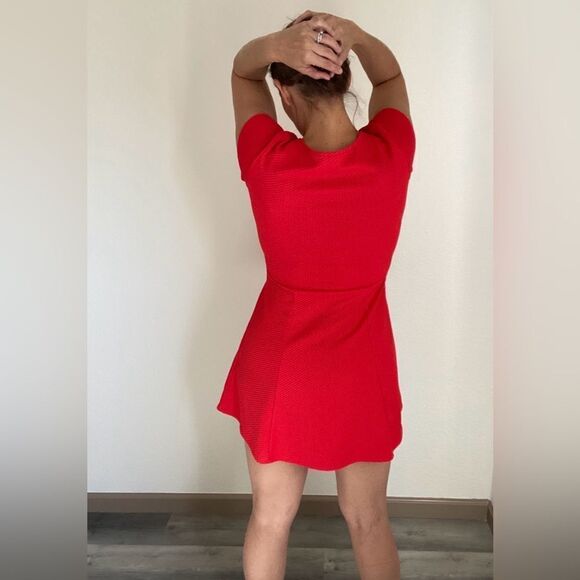 H&M Fit And Flare Dress Red Flattering Stretchy Holiday Party - Picture 7 of 11